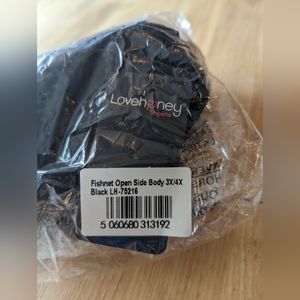 Love Honey Fierce Black Fishnet Open Side Bodysuit 3X/4X